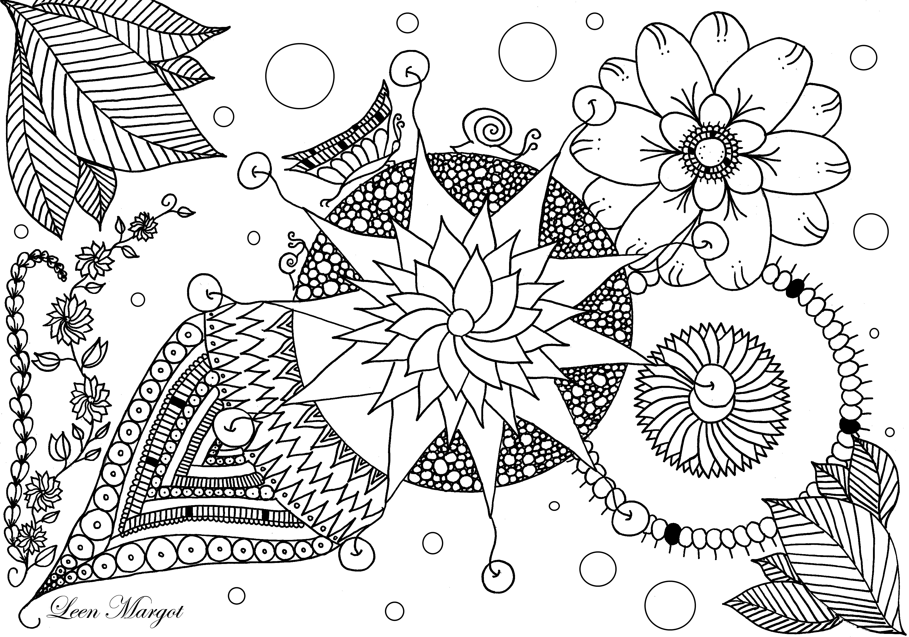 Coloriage gratuit par Leen Margot doodle fleurs