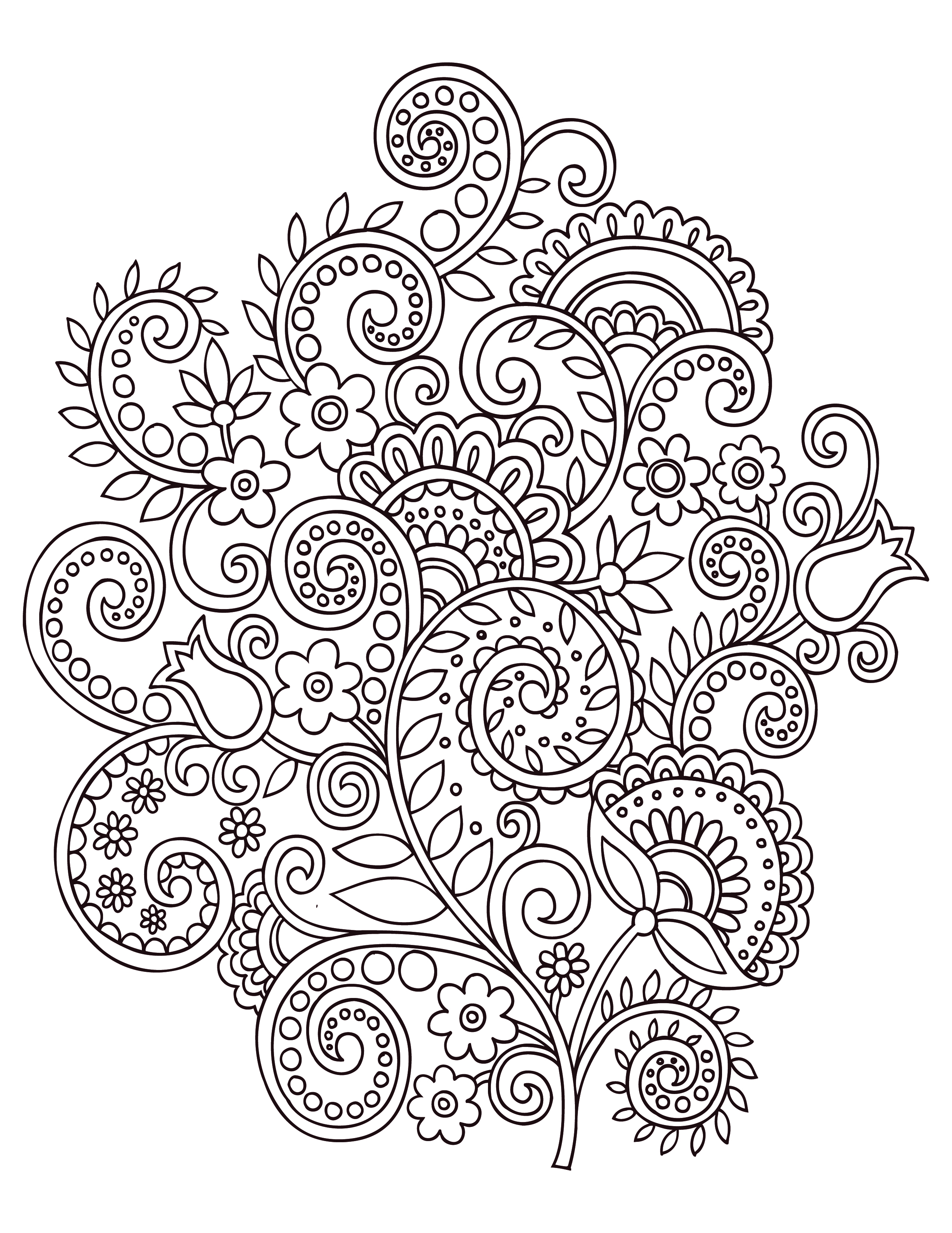 Fleurs doodle coloriage anti stress gratuit