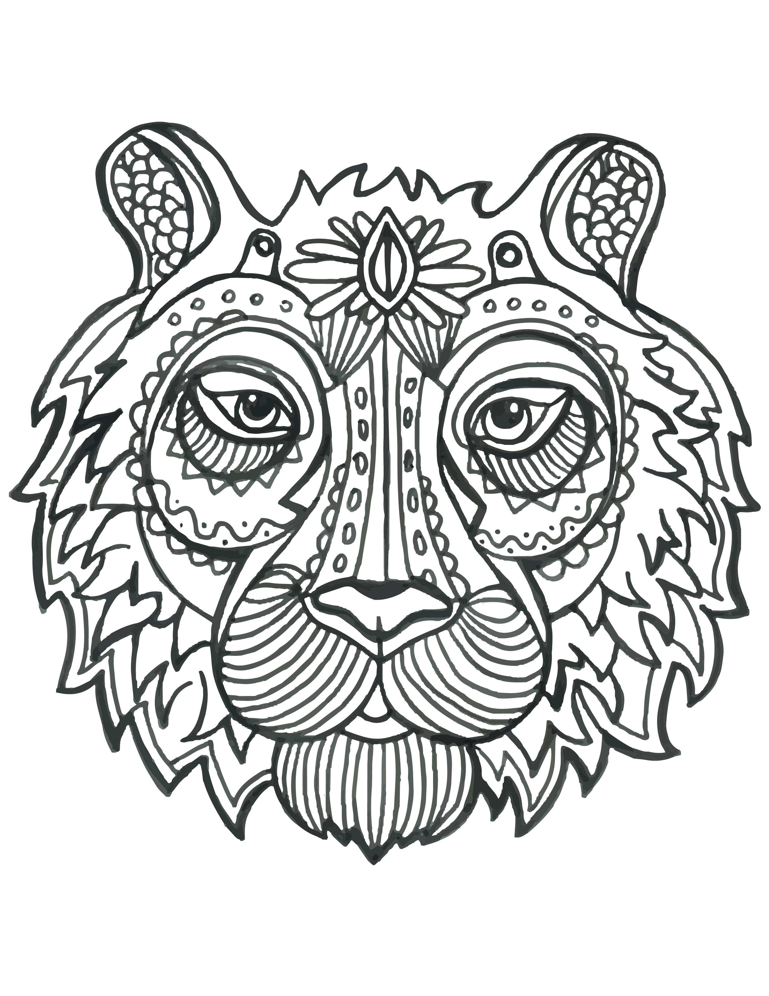 Coloriage Mandala Facile Tigre