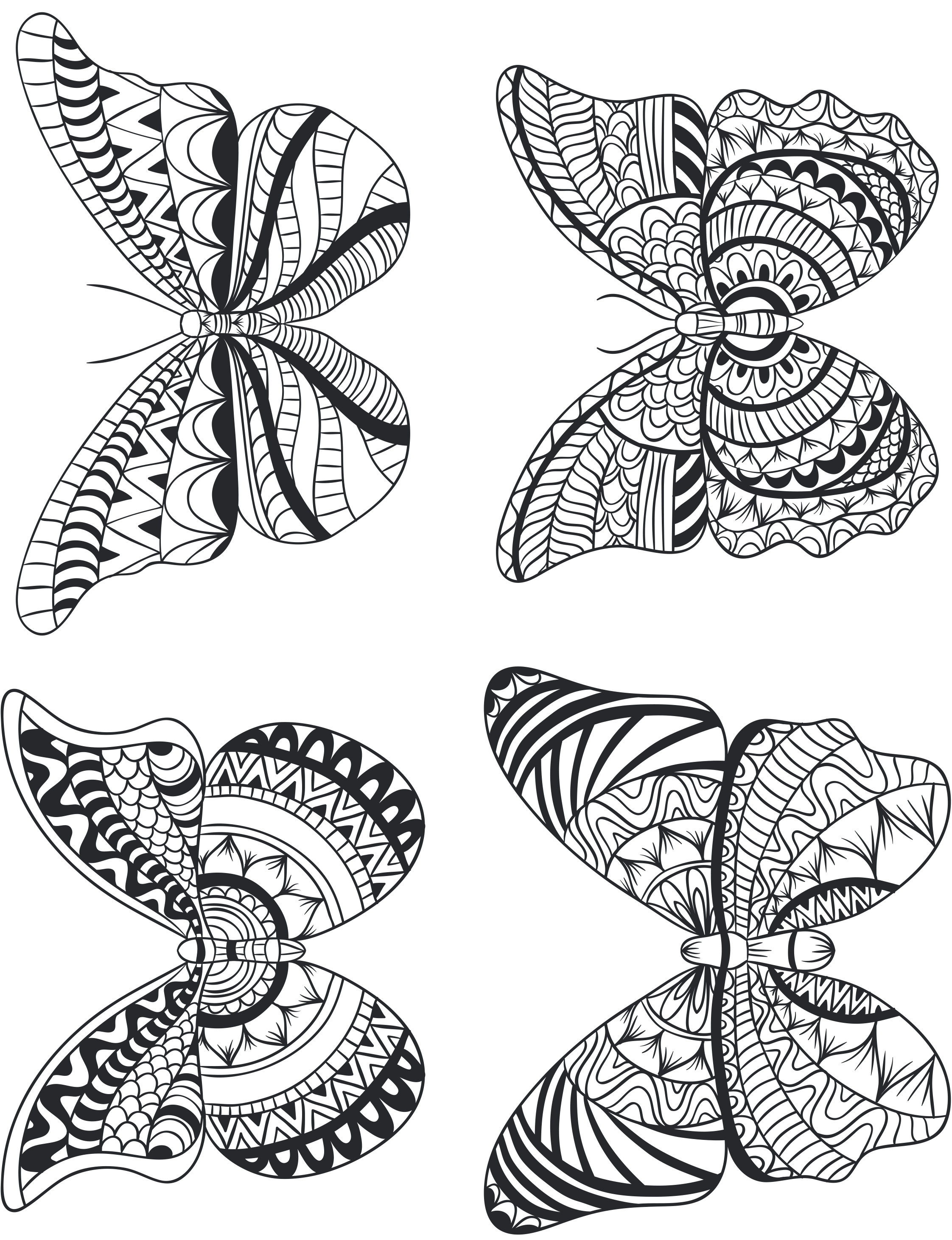 Quatre papillon géométrie pour adulte   imprimer