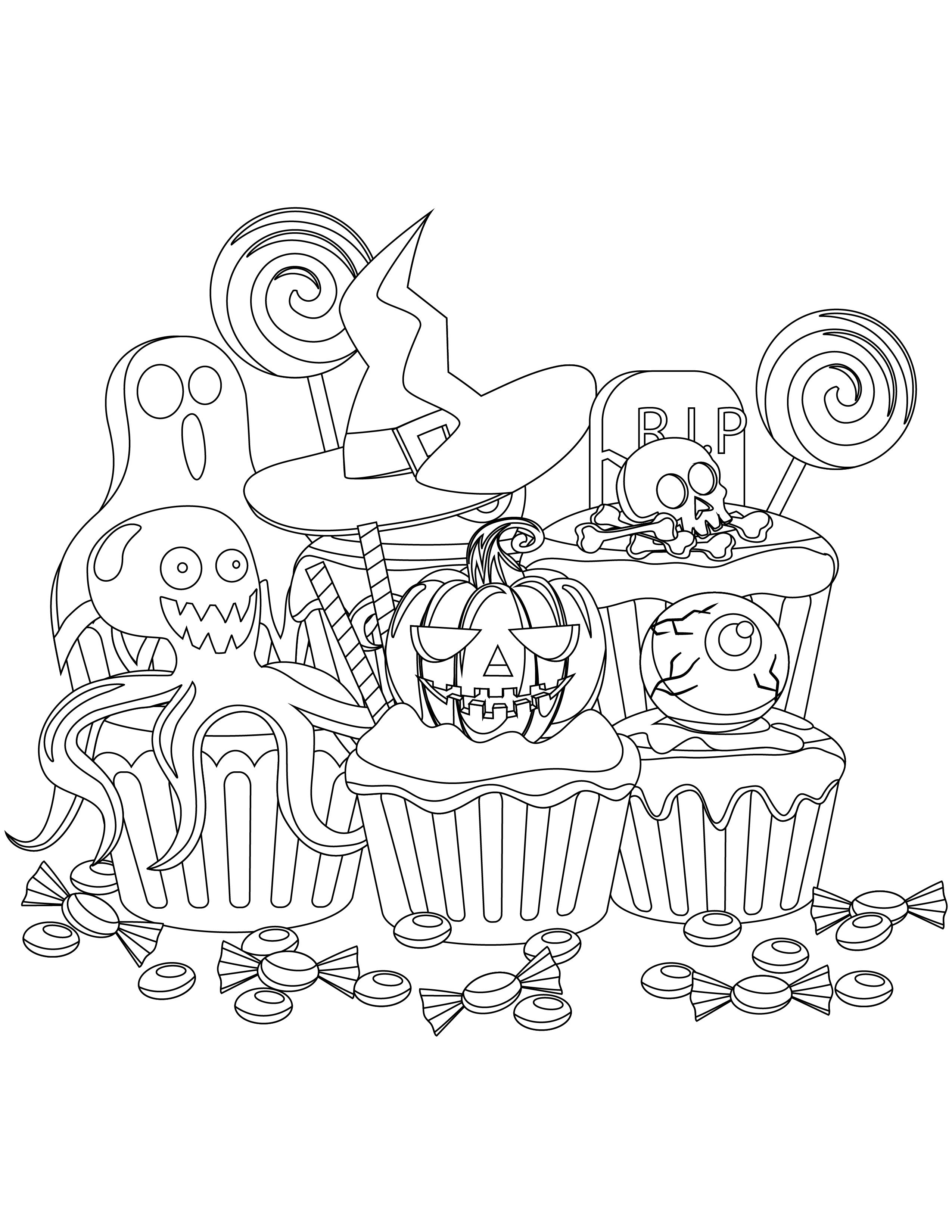 Artherapie coloriage gratuit freepik halloween cupcake