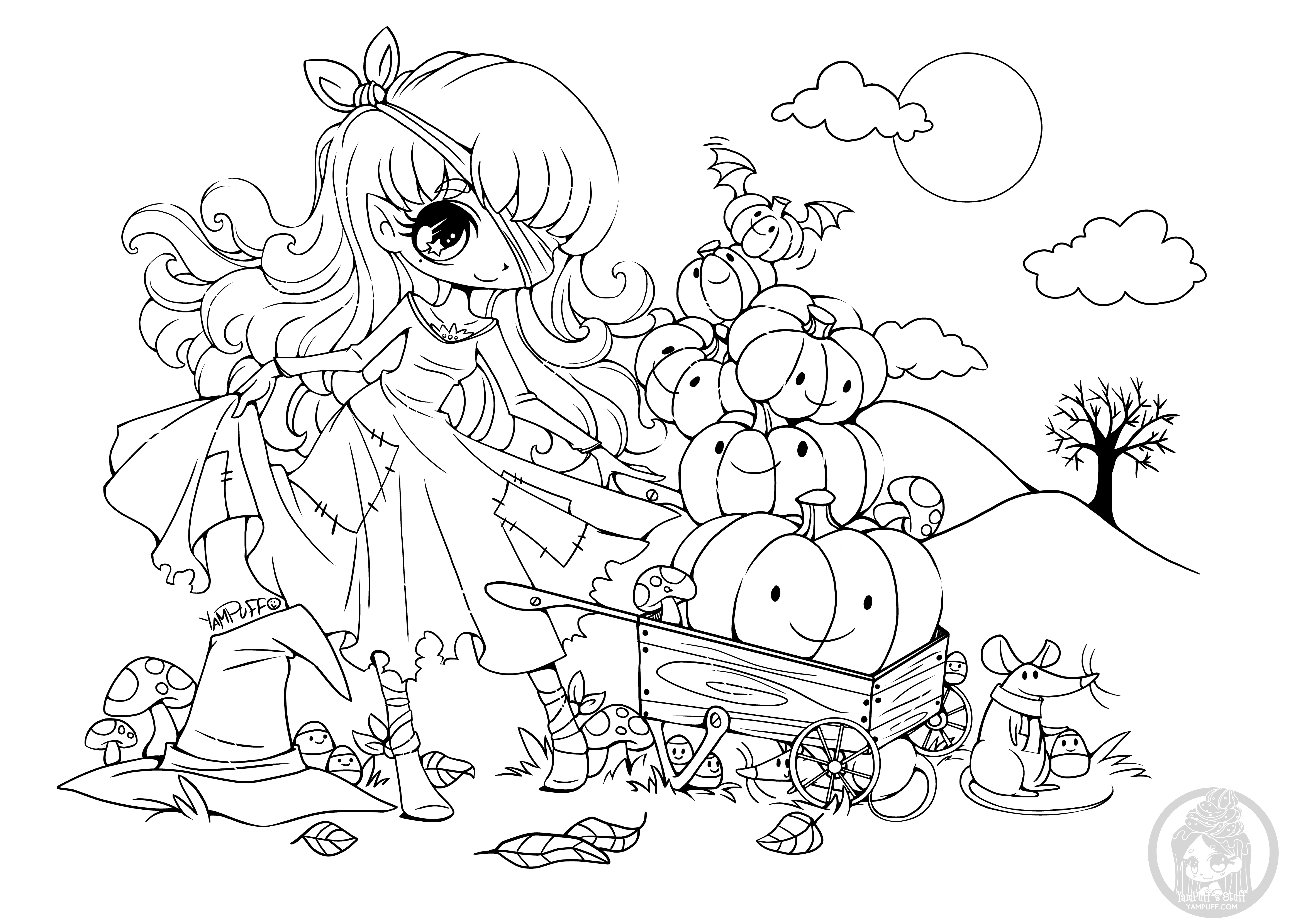 Coloriage princesse citrouille par YamPuff dessin a imprimer halloween Artherapie