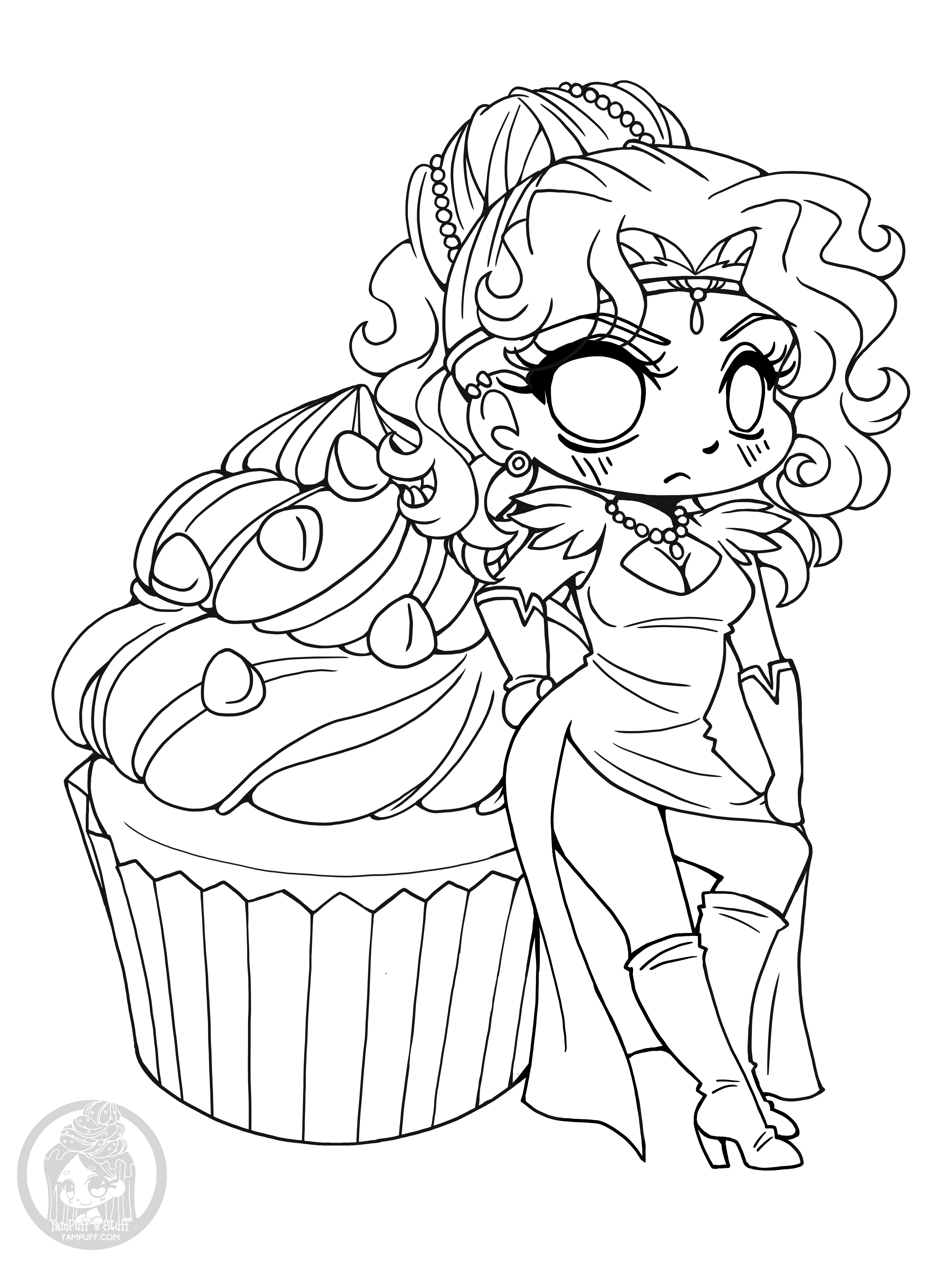 Princesse   colorier chibi cupcake gratuit dessin par YamPuff